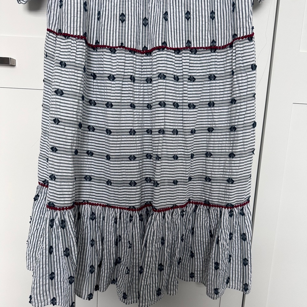 Zara Navy and White Patterned Maxi  Dress - Picture 8 of 13